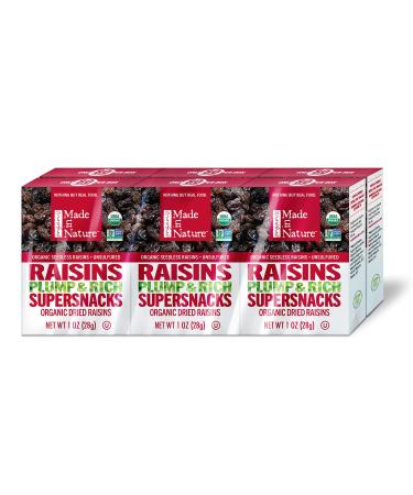 Made In Nature | Organic Dried Raisins | Non-GMO, Unsulfured Vegan Snack | 1 Ounce (Pack of 6)
