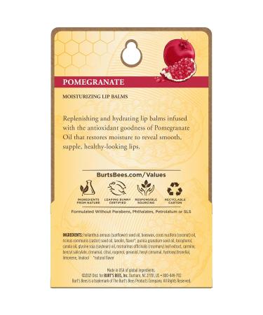 Burt's Bees 100% Natural Moisturizing Lip Balm Pomegranate with Beeswax and Fruit Extracts - 2 Tubes - Buy Online on GoSupps.com