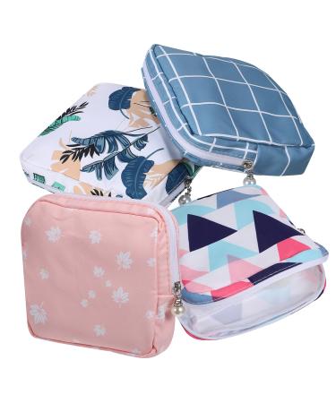 Kombiuda 4 pieces of storage bag for women's bandages Small bag bag for hygiene cloths Set for feminine product bag coin bag Small tampon bag cotton grid menstrual pad