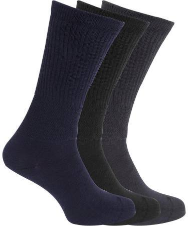 Men's Extra Wide Comfort Fit Diabetic Socks (3 Pairs) US 7-12 Navy/Black - Wide Feet Support - Buy Online on GoSupps.com