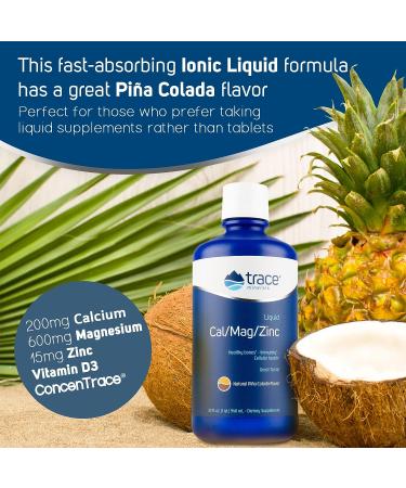 Trace Minerals Research Cal Mag Zinc Liquid 32oz - Natural Pina Colada Flavor - Buy Online on GoSupps.com