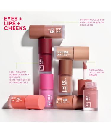 3ina Make-Up No-Rules Cream 362 Vegan Pink Liquid Blush for Eyes Lips & Cheeks | Natural Finish with Sweet Almond Oil | Cruelty-Free Cream Blusher - Buy Online on GoSupps.com