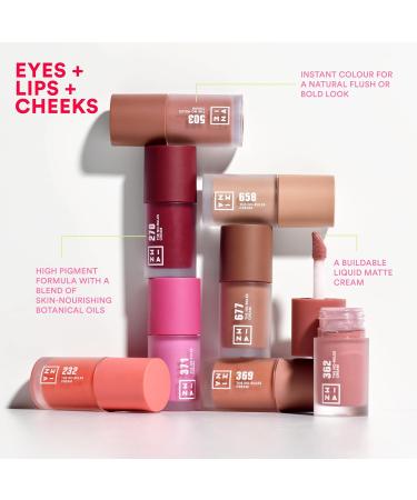 3ina No-Rules Cream 232 - Coral Red Liquid Blush | Vegan Cruelty-Free Makeup for Eyes Lips & Cheeks - Natural Finish with Sweet Almond Oil - Buy Online on GoSupps.com