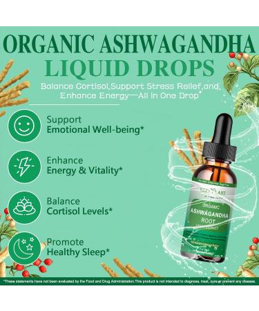 Organic Ashwagandha Drops High Absorption Ashwagandha Extract Tincture for Stress Relief Relaxation Cortisol Support Ashwagandha for Women & Men with Magnesium L Theanine Black Seed Oil Vegan Non-GMO - Buy Online on GoSupps.com