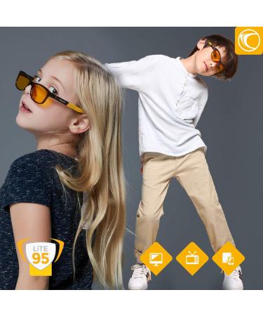 Prisma Kids Blue Light Filter Glasses - 95% Protection for Children's Eyes | K3704 Robust Brown/Yellow Frame - Buy Online on GoSupps.com