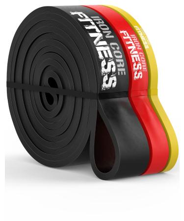 Pull up Resistance Bands Sets - for Strength Power Flexibility Training Pull Up Assist at Home or Gym by Iron Core Fitness. eBooks and Workout Chart Included. 3 Set - Black Red Yellow