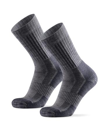 DANISH ENURANCE Premium Outdoor Hiking Socks Merino Wool Men & Women 2 Pack Light Grey Medium