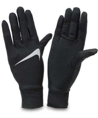 Nike Women's Lightweight Tech Running Gloves 070 Gunsmoke/Storm Pink/S, Blue,Grey,Pink Medium BLACK | SILVER