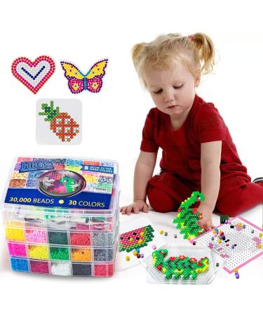 30,000 Piece Fuse Beads Kit for Kids - 30 Colors, 5MM Size, with Ironing Papers, Pegboards, Tweezers - Perler Beads Compatible Kit - Buy Online on GoSupps.com