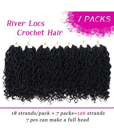 Goddess Locs Crochet Hair 10 7 Packs River Locs Boho Hippie Faux Locs Crochet Braids - Short Curly Synthetic Hair Extensions - Pre Looped for Women (1B) - Buy Online on GoSupps.com