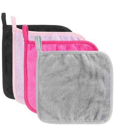 4 Pack Microfiber Fleece Makeup Remover Cloths (8x8 inch) for Face Ultra Soft Chemical Free Reusable Facial Cleaning Towel for All Skin Types