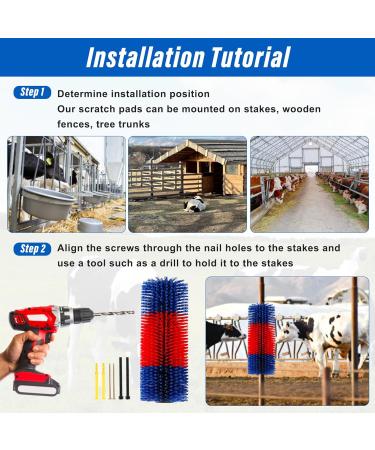 Universal Soft Cow Brush Horse & Cattle Scratcher with 4 Screws - Livestock Animal Back Scratching Kit for Itch Relief - Buy Online on GoSupps.com