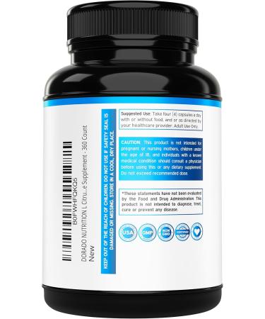 L Citrulline 3000mg Supplement (360 Capsules) Support L Arginine & Nitric Oxide Pills - L-Citrulline For Men & Women - Muscle Recovery & Pump Supplement - 3rd Party Tested Vegan Non-GMO - USA Made 360 Count (Pack of 1) - Buy Online on GoSupps.com