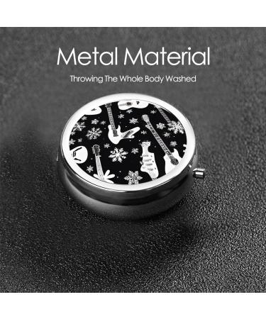 Shop Guitar Pattern Round Pill Box - 3 Compartment Mini Portable Travel Medicine Organizer - Buy Online on GoSupps.com