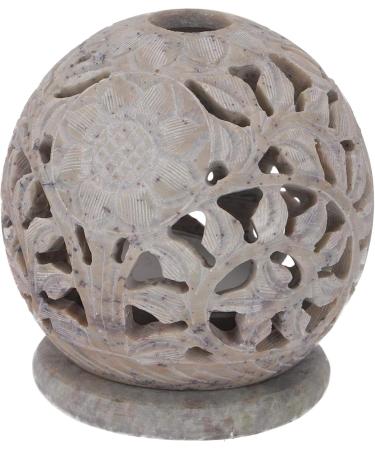 Buy GURU SHOP Indian Scented Potpourri Container - Soapstone Tealight & Ball Flowers - Cream-White - 8.5x8x8 cm | Fragrance & Oil Lamps International Shipping - Buy Online on GoSupps.com
