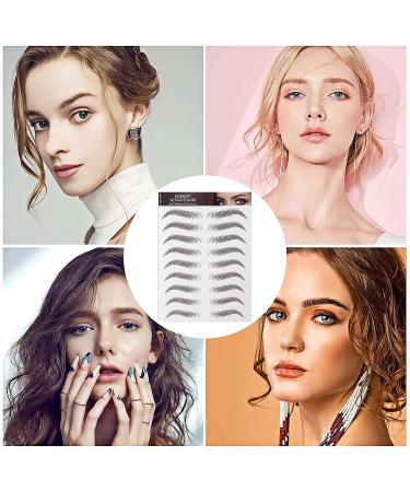 Sibba 4D Hair-Like Eyebrow Tattoos Stickers - 6 Sheets Brown Waterproof Transfers for Eye Makeup - Temporary Peel Off Brow Colors for Women and Girls - Buy Online on GoSupps.com