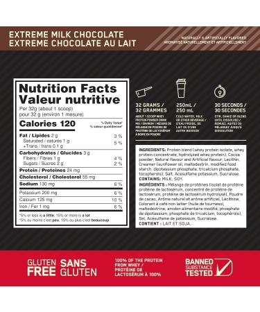 Optimum Nutrition Gold Standard 100% Whey Protein Powder 907g - Extreme Milk Chocolate - 28 servings (packaging may vary) Chocolate 907g - Buy Online on GoSupps.com