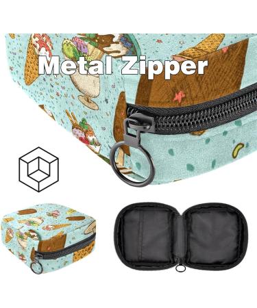 Colorful Hand-Drawn Ice Cream Menstrual Pad & Cup Bags - Portable Zipper Storage for Teens & Women - Buy Online on GoSupps.com