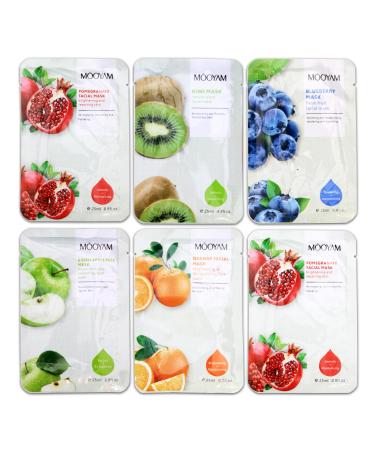 NUAL Fruit Face Mask (10 units) with Hyaluronic Acid (28 ml) Skin Care and Moisturizer - Vegan Anti-Wrinkle Skincare - Korean Formulas with Active Ingredients Women's Face Mask