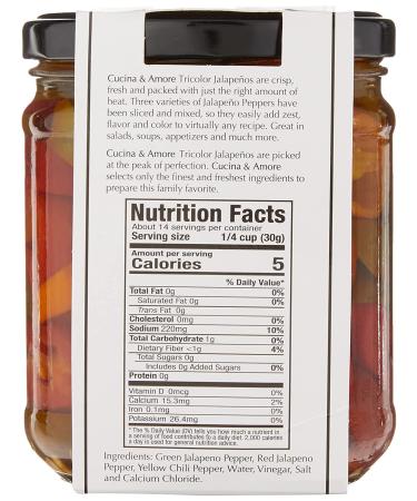 Cucina & Amore 14.5oz Sliced Tricolor Jalape os - Authentic Flavor and Spice - Buy Online on GoSupps.com