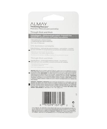 Almay Thickening Mascara with Aloe and Vitamin B5 - Blackest Black 0.26 Fl Oz (Pack of 2) | Hypoallergenic, Cruelty-Free, Ophthalmologist Tested, Fragrance-Free - Buy Online on GoSupps.com