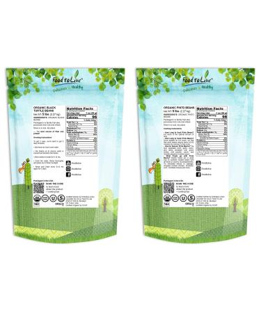 Organic Dry Beans Bundle - 5 LB Black Beans & 5 LB Pinto Beans | Non-GMO, Raw, Vegan, Kosher | Sproutable, Bulk Pack | High in Fiber & Protein | Ideal for Soups, Burritos, Tacos - Buy Online on GoSupps.com