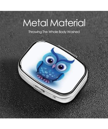 Buy Blue Owl Printed Square Pill Box - Portable Medicine Organiser for Travel | International Shipping - Buy Online on GoSupps.com