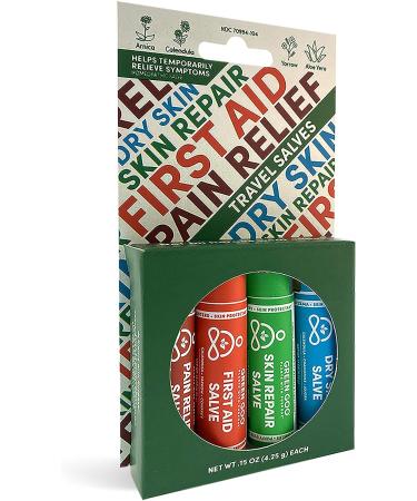 Green Goo All-Natural Travel Salves Set - Skin Repair, Pain Relief & First Aid - .15 Oz (4 Tubes) - Buy Online on GoSupps.com
