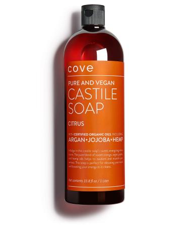 Cove Castile Soap Citrus - 1 Liter / 33.8 fl oz - Organic Argan  Jojoba  and Hemp Oils Citrus 33.81 Fl Oz (Pack of 1)
