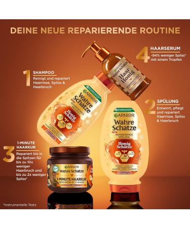 Garnier True Treasures Repairing Serum for Split & Brittle Hair | Acacia Honey | Heat Protection up to 230 C | 115 ml - Buy Online on GoSupps.com