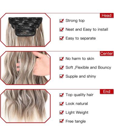 Xtrend 20Inch Medium Brown Ash Blonde hair extensions Clip in Hair Extensions Synthetic Hair pieces for Women - Buy Online on GoSupps.com