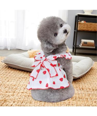 Shenrongtong Small Dog Dresses for Girls | Adorable Strawberry Print Puppy Clothing | Pet Rock Litter Dresses XS - Buy Online on GoSupps.com
