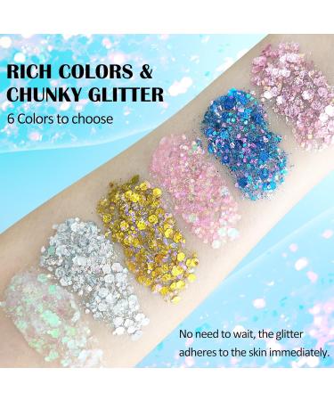  Prreal Body Glitter Holographic Glitter Eyeshadow Eyeshadow for Rave Accessories Christmas Festival Makeup (Pink) - Buy Online on GoSupps.com
