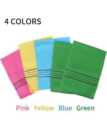 Molain 5Pcs Asian Exfoliating Washcloth Italy Towel - Dual-Sided Exfoliating Glove - Remove Dead Skin, Callus, and Scrub in Shower Spa - Bath Accessories in Pink/Blue/Green/Yellow - Buy Online on GoSupps.com