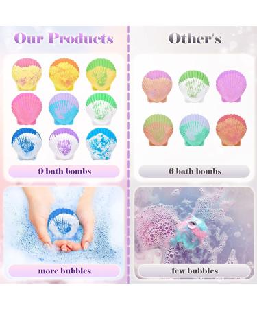 Tacobear Mermaid Bath Bombs for Kids - 9 Pack with Jewelry Set | Organic Shell Bath Bombs with Surprise Inside | Handmade Natural Ingredients | Ideal Mermaid Gifts for Girls - Buy Online on GoSupps.com