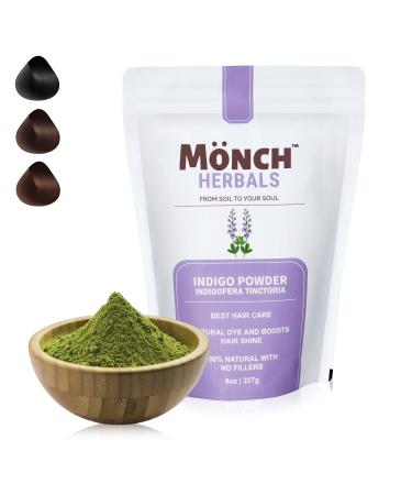 Pure Indigo Powder for Hair Natural Hair Dye Permanent Color from Brown to Jet Black with Henna Free from Fillers Chemicals & Preservatives 227g