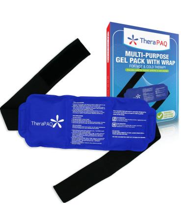TheraPAQ Ice Packs for Injuries Reusable Version - Adjustable 14 x 6 Inch Hot and Cold Gel Pack w/Adjustable Strap for Shoulder, Knee, Back, Ankle, and Foot Discomfort - Sports Therapy and Recovery Gel Pack & Flexible Strap