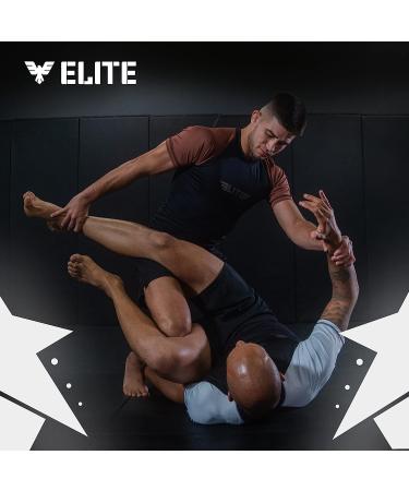 2022 Elite Sports Men's BJJ Rash Guard - White, Large | Short Sleeve Compression Base Layer for Jiu Jitsu, No GI, MMA - Buy Online on GoSupps.com