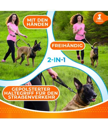 2-in-1 Jogging Line & Dog Leash for Large/Medium Dogs | Double Handle Belly Belt Leash - Perfect for Walking Jogging & Hiking - Army Green - Buy Online on GoSupps.com
