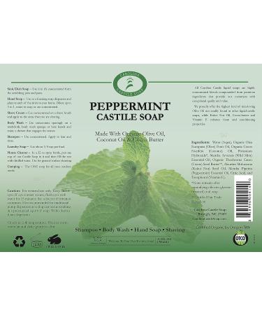 Carolina Peppermint Castile Soap 32oz - Organic Body Wash with Skin-Softening Olive Oil - Vegan and Pure Castile Soap Liquid - Buy Online on GoSupps.com