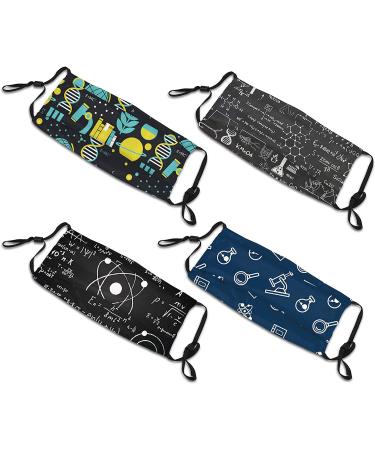 4 Pack Washable Science Chalkboard Dustproof Masks with Filter Pocket and Nose Wire - Adjustable Breathable Masks for Men and Women - Buy Online on GoSupps.com