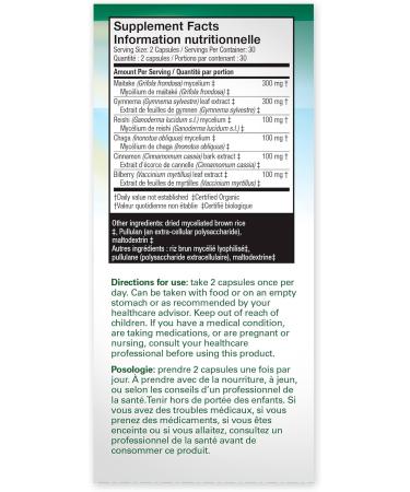 Host Defense MycoBotanicals Blood Sugar with Reishi Chaga Maitake Mushroom Complex Gymnema Sylvestre Cinnamon Bilberry - Mushroom Blend for Healthy Blood Sugar Glucose Balance Control Support Supplements - 60 Capsules - Mushroom Supplements - Buy Online on GoSupps.com
