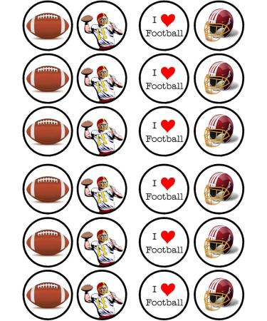 24 American Football Wafer Cupcake Toppers Edible PREMIUM THICKNESS Sweetened Vanilla Wafer Card Cupcake Decorations - Buy Online on GoSupps.com