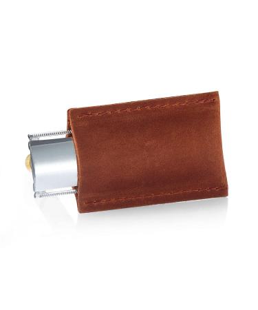 Genuine Cowhide Leather Safety Razor Head Cover | Travel-Friendly Double Edge Razor Case (Cognac - Buy Online on GoSupps.com