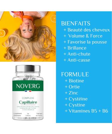 Hair Complex | Hair & Nail Enhancer | Anti-Hair Loss & Anti-Breakage | Promotes Growth | Biotin Nettle Zinc Cysteine | Vegan | 90 Capsules | 30 Days | Made in France - Buy Online on GoSupps.com
