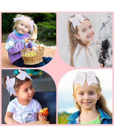 60 Pcs Large White Cheer Hair Bows for Girls - Grosgrain Ribbon Elastic Bands for Cheerleading & Sports - Buy Online on GoSupps.com