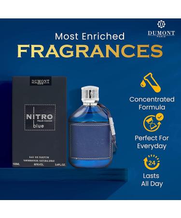 Dumont NITRO BLUE - 3.4oz - Eau De Parfum - Men s Perfume with Fruity Floral Woody & Masculine Fragrance - Long Lasting Cologne Mist & Body Spray - for Him - Buy Online on GoSupps.com