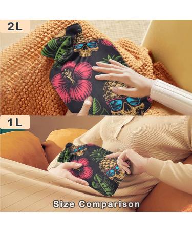 Naanle Hawaii Flower Skull Heat Flashing Transparent Hot Water Bottle - 1L Hand/Foot Warmer for Pain Relief & Cold Therapy - Buy Online on GoSupps.com