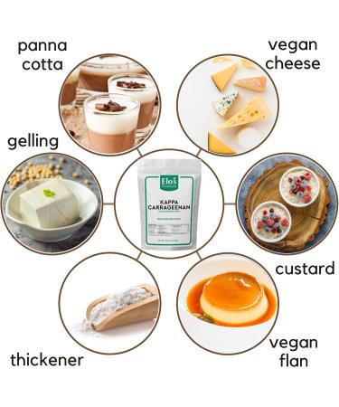 Kappa Carrageenan Powder (50g) by Elo's Premium| Packaged In Canada| 100% All-Natural Vegan Thickener Stabilizer Gelling Agent| Non-GMO Vegan Non-MSG & Keto| Food Grade Kappa Carrageenan for Vegan Cheese Tofu Pudding & More - Buy Online on GoSupps.com