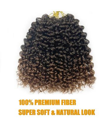 Gogo Curl 14 Inch 8 Packs Ombre Dark Brown Curly Crochet Hair for Black Women - Wavy Beach Curls Synthetic Braiding Extensions - Buy Online on GoSupps.com